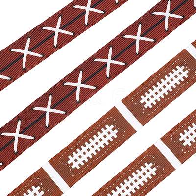 9M 2 Styles Rugby Theme Heat Transfer Polyester Grosgrain Ribbons OCOR-GF0005-05A-1