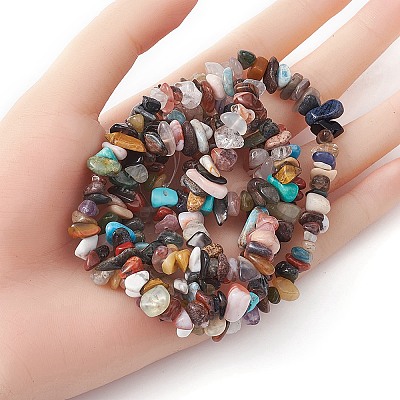 Natural & Synthetic Mixed Gemstone Beads Strands G-YW0001-47-1