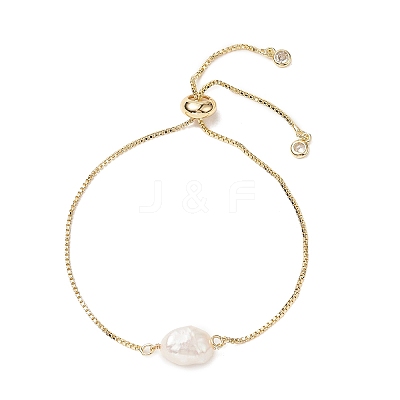 Oval Natural Pearl Beaded Slider Bracelet X-BJEW-JB09315-02-1