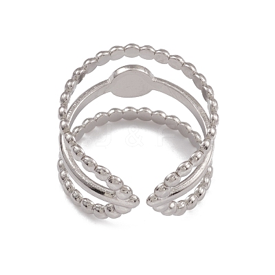Non-Tarnish 304 Stainless Steel Triple Line Open Cuff Ring Findings RJEW-G285-32P-1
