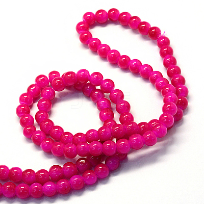Baking Paint Imitation Jade Glass Round Bead Strands X-DGLA-Q021-4mm-04-1