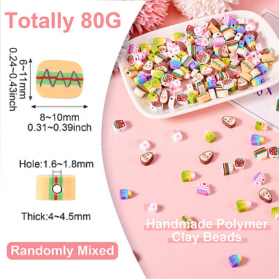 80G Handmade Polymer Clay Beads CLAY-TA0001-63-1