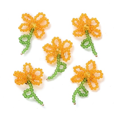 Handmade Glass Beaded Woven Cabochons GLAA-C028-01D-1