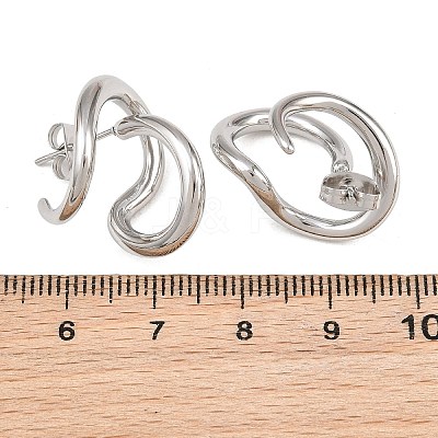 Irregular 304 Stainless Steel Stud Earrings SA-CBABBA6-02P-1