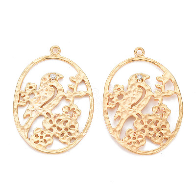 Brass Micro Pave Clear Cubic Zirconia Pendants KK-S356-552G-NF-1