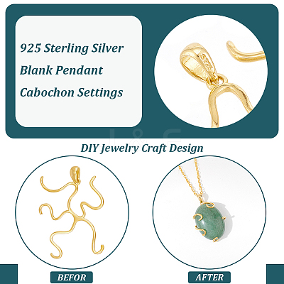 1Pc 925 Sterling Silver Blank Pendant Cabochon Settings STER-BC0002-44G-1
