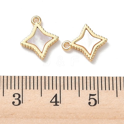 Brass Natural Shell Pendants KK-P355-21G-1