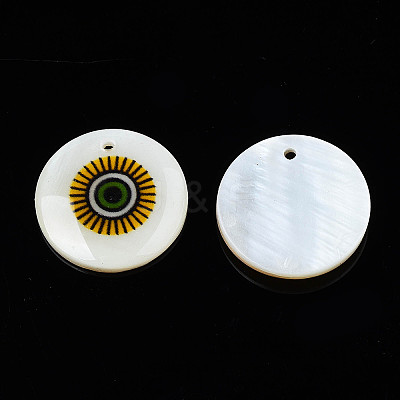 Printed Freshwater Shell Charms LS-SHEL-T009-20C-1