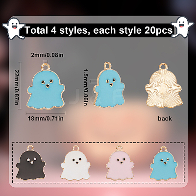 80Pcs 4 Style Alloy Enamel Pendants FIND-SC0004-44-1