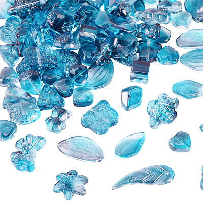 64Pcs Gradient Color Transparent Glass Beads GLAA-TA0003-48D-1