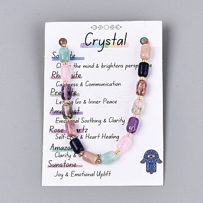 Natural Sodalite & Rhodonite & Prehnite & Amethyst & Rose Quartz & Flower Amazonite & Sunstone Beads Strands G-Q614-02A-02-1