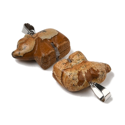 Natural Picture Jasper Pendants G-B127-02P-04-1