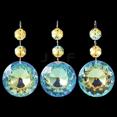 3Pcs Round Glass Suncatchers for Outdoor Garden Hanging Decoration HJEW-TADJ0001-02-1