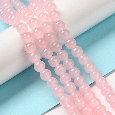 Baking Paint Imitation Jade Glass Round Bead Strands DGLA-Q021-8mm-26-1