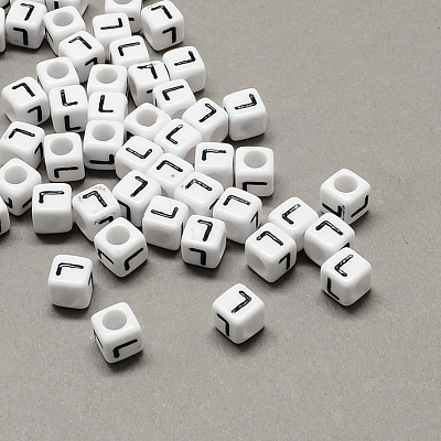 Large Hole Acrylic Letter European Beads SACR-Q103-6mm-01L-1