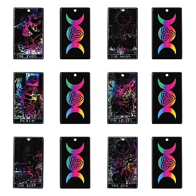 24Pcs 6 Style Printed Opaque Acrylic Pendants SACR-SC0001-13-1