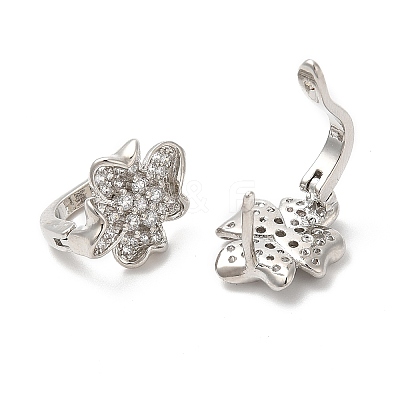 Clear Cubic Zirconia Flower Hoop Earrings KK-K333-36P-1