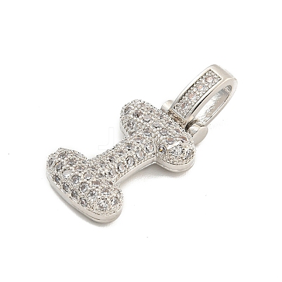 Brass Micro Pave Clear Cubic Zirconia Pendants KK-B099-01P-I-1