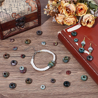 30Pcs 2 Sizes Natural Indian Agate European Beads G-SP0001-49-1