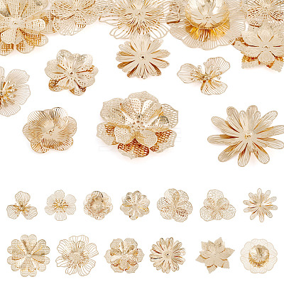 13Pcs 13 Styles Brass Bead Caps KK-TA0008-26KCG-1