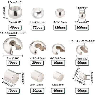Brass & Iron Crimp Beads and Crimp Bead Covers Set KK-PH0003-99-1