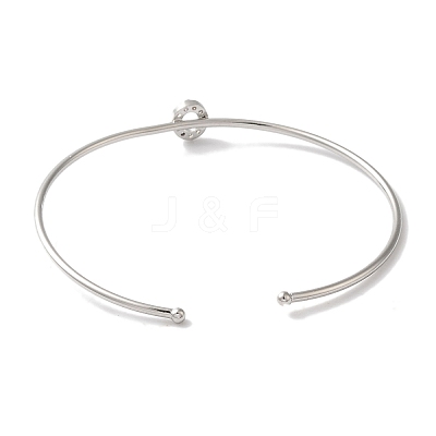 Rack Plating Brass Micro Pave Clear Cubic Zirconia Letter Open Cuff Bangles BJEW-A018-01P-O-1
