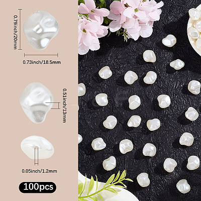 100Pcs ABS Plastic Imitation Pearl Beads OACR-LT0001-09-1