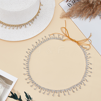 2Pcs Iron Rhinestone Cup Chain Hat Band HJEW-ME00028-1