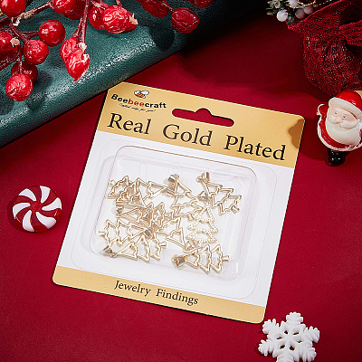 10Pcs Christmas Theme Brass Pendants KK-BBC0014-98-1