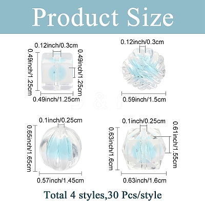 120Pcs 4 Styles Transparent Acrylic Beads OACR-YW0004-31-1