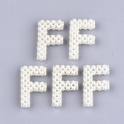 Handmade ABS Plastic Imitation Pearl Woven Beads FIND-T039-18-F-1