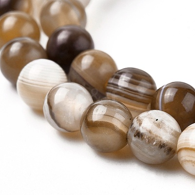 Natural Striped Agate/Banded Agate Bead Strands G-K166-13-6mm-02-1