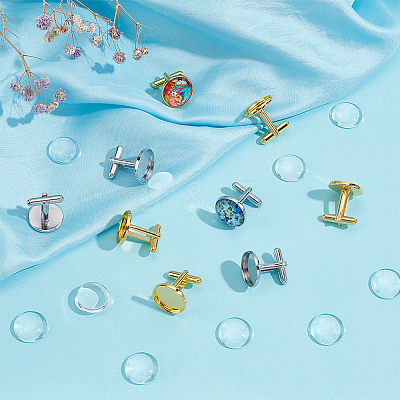 24Pcs 2 Colors Brass Cufflinks KK-AR0004-48-1