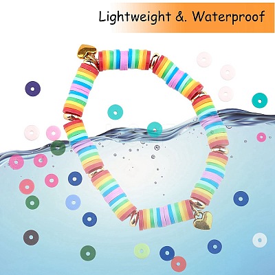 10 Strands 5 Colors Flat Round Handmade Polymer Clay Beads CLAY-SZ0002-02B-1