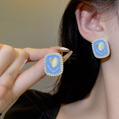 Alloy Enamel Stud Earring WG78047-43-1