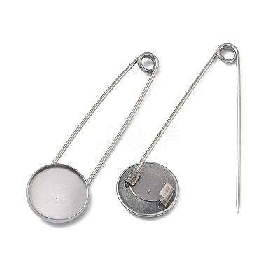 304 Stainless Steel Safety Pin Brooch Base Settings STAS-A142-02C-P-1