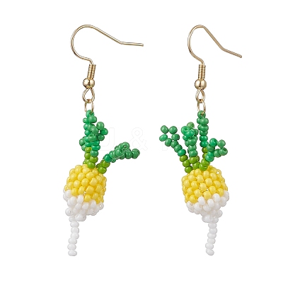 304 Stainless Steel Glass Seed Beads Carrot Dangle Earrings EJEW-MZ00579-1