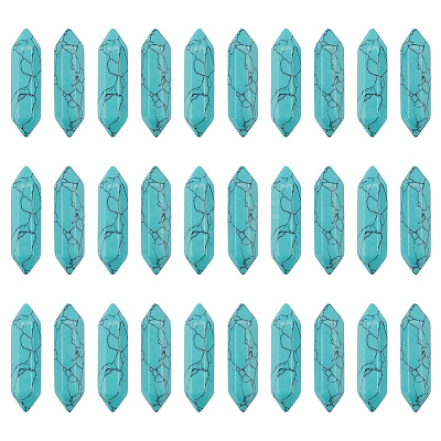 30Pcs Dyed Faceted Bullet Synthetic Turquoise Points for Wire Wrapped Pendants Making G-OC0005-98-1