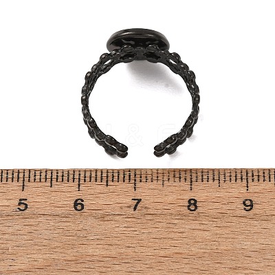 Hollow Flower 304 Stainless Steel Cuff Ring Components STAS-P454-03B-B-1