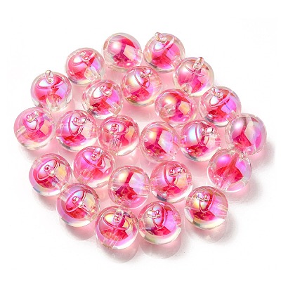 UV Plating Rainbow Iridescent Acrylic Beads OACR-A014-02D-1