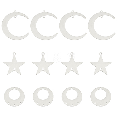 18Pcs 3 Style 201 Stainless Steel Links Connectors & Chandelier Components Links STAS-UN0021-57P-1