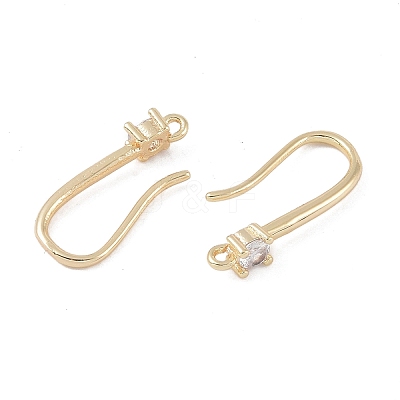 Brass Micro Pave Cubic Zirconia Earring Hooks KK-U008-08G-1