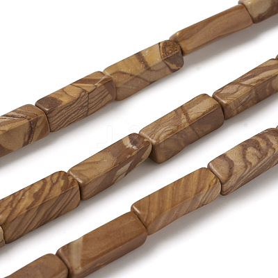 Natural Wood Lace Stone Wooden Jasper Beads Strands G-G837-09-1