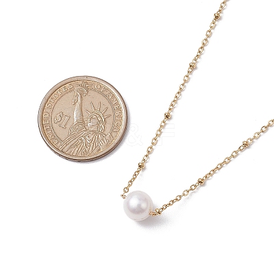 Round Natural Cultured Freshwater Pearl Pendant Necklaces X-NJEW-JN04966-1