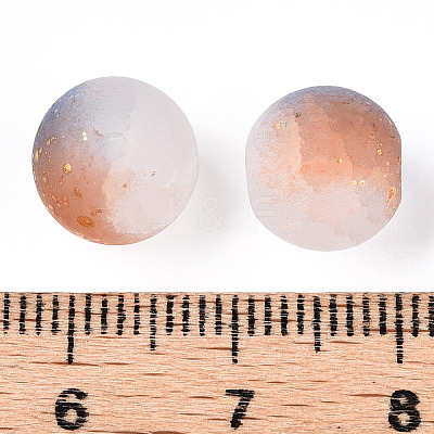 Frosted Baking Paint Crackle Glass Beads with Glitter Powder X1-DGLA-T004-01A-1