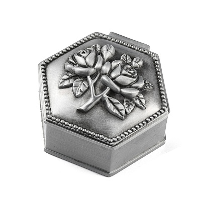 Hexagon Shaped Zinc Alloy Jewelry Box OBOX-WH0001-03-1