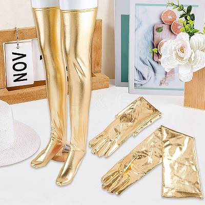 Imitation Leather Long Gloves & Stockings Sets AJEW-CL0002-99A-1