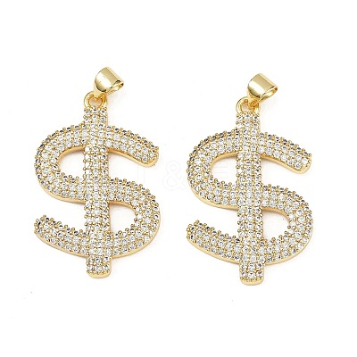 Brass Micro Pave Cubic Zirconia Pendants KK-S526-22G-1