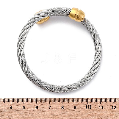 304 Stainless Steel Torque Bangles for Women BJEW-P310-25GP01-1
