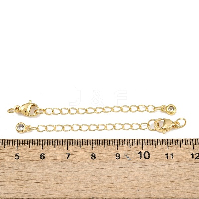 Brass Micro Pave Cubic Zirconia Ends with Chain KK-H480-59G-1